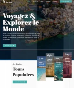 Exemples de sites web sur-mesure créés par Pandara Marketing : ici agence de voyage
