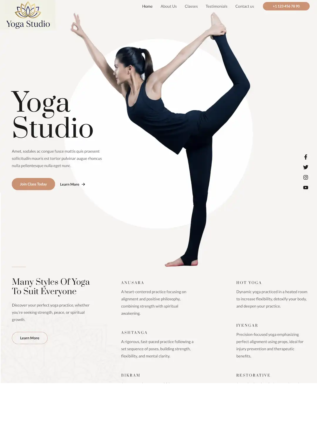 Exemples de sites web sur-mesure créés par Pandara Marketing : ici yoga studio